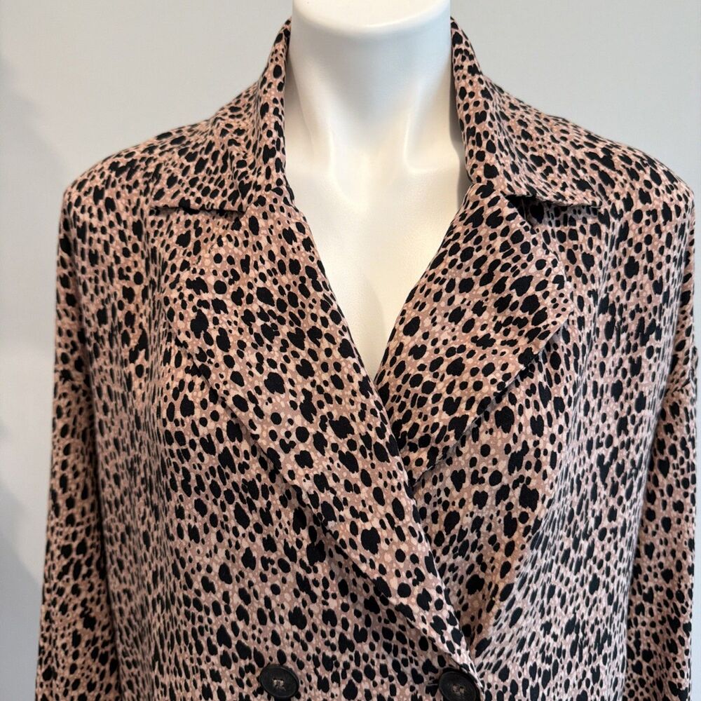 Free People Daria Cheetah Double Breasted Duster XS TrenchY2K Whimsigoth Grunge - Picture 4 of 11